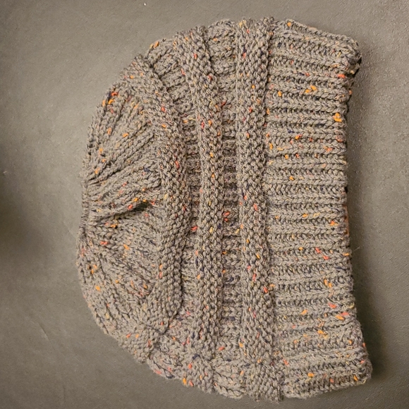 SPECKLED DARK MELANGE GRAY Ponytail Beanie - Picture 3 of 5